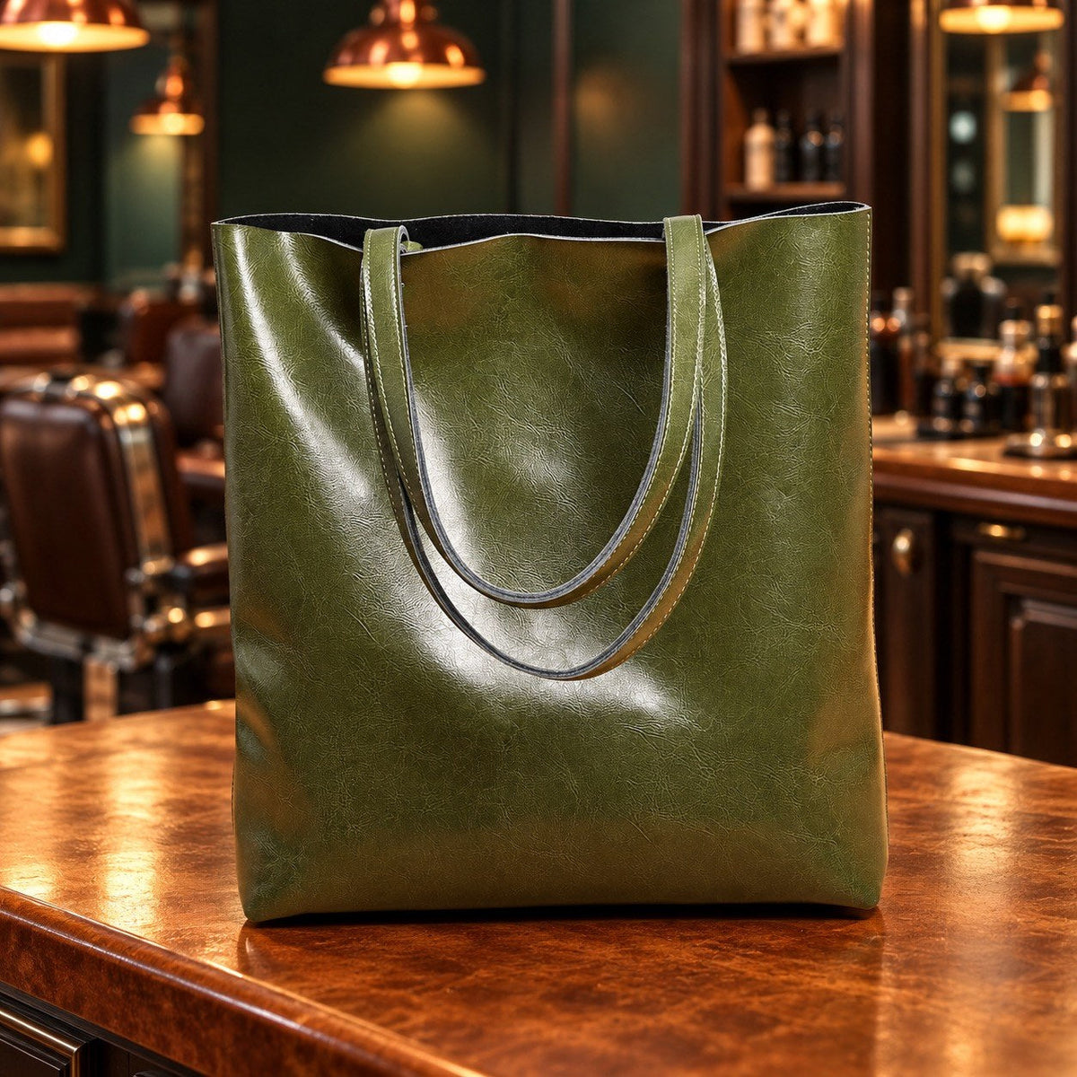 Sac cabas femme en croûte de cuir grand format – détail 3