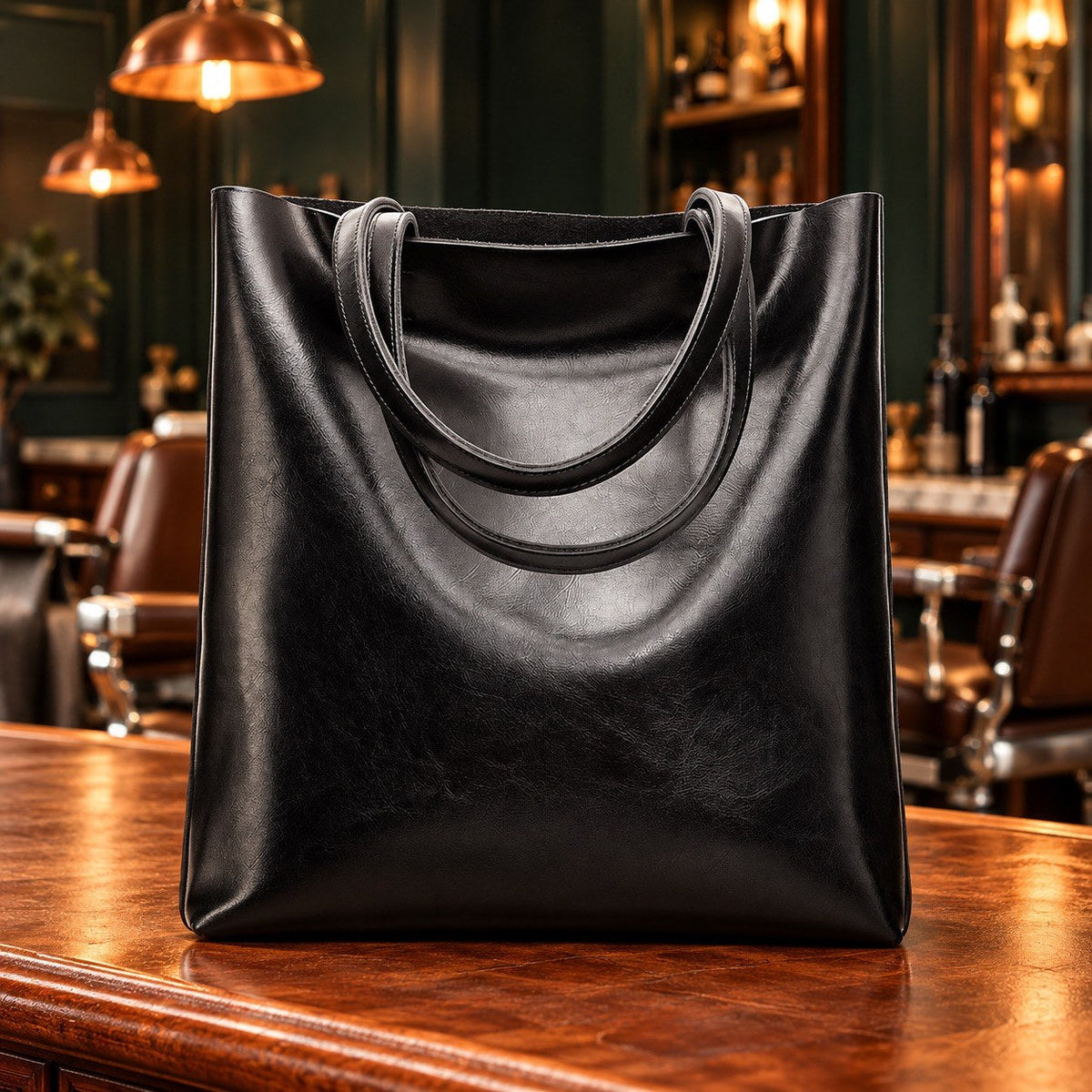 Sac cabas femme en croûte de cuir grand format – détail 4