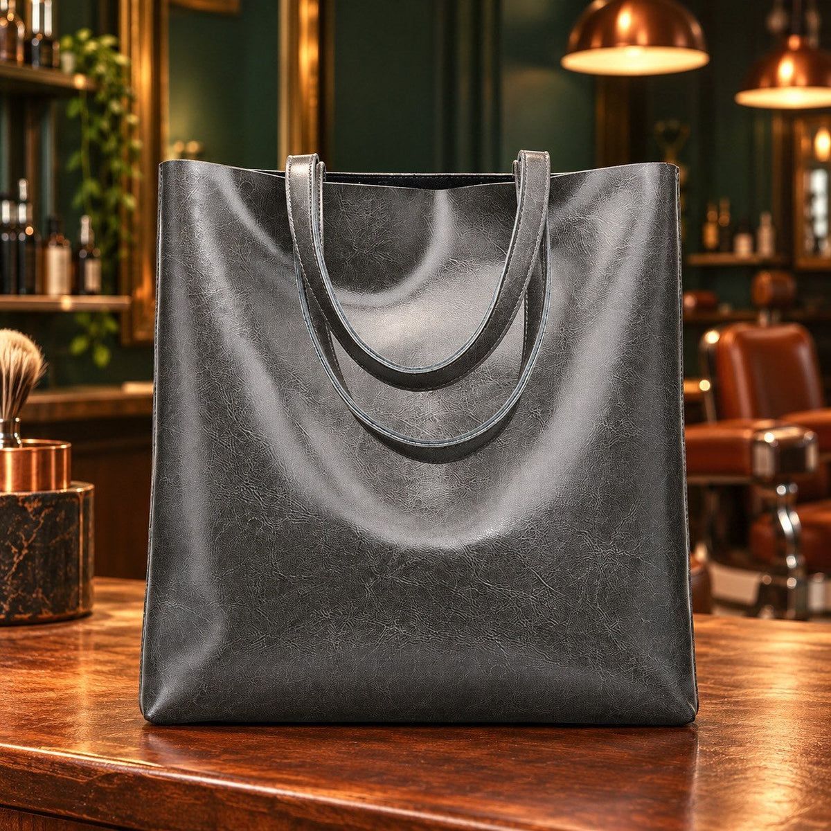 Sac cabas femme en croûte de cuir grand format – détail 5