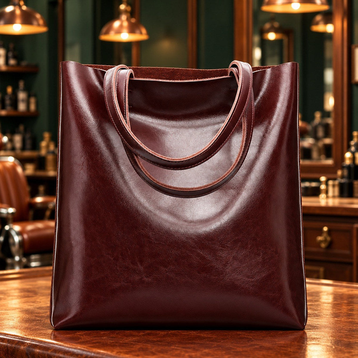 Sac cabas femme en croûte de cuir grand format – détail 6