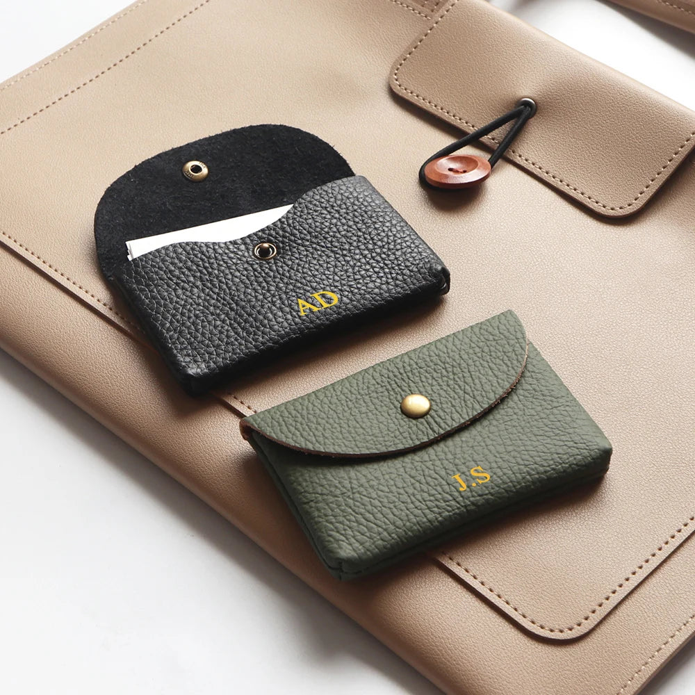Porte-cartes en cuir personnalisable – Gravure d’initiales offerte