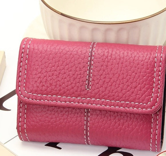 Porte-cartes femme grande capacité en cuir de vache
