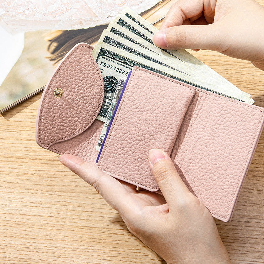 Petit portefeuille femme en cuir pleine fleur – Style japonais