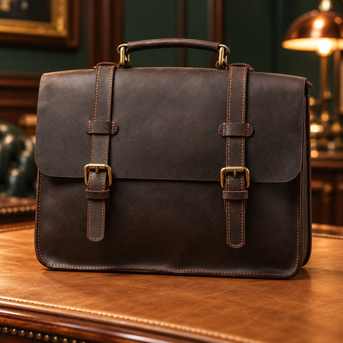 Cartable convertible en cuir de vache – Sac à dos et bandoulière