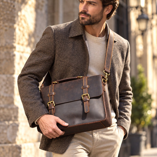 Cartable convertible en cuir de vache – Sac à dos et bandoulière – vue 2